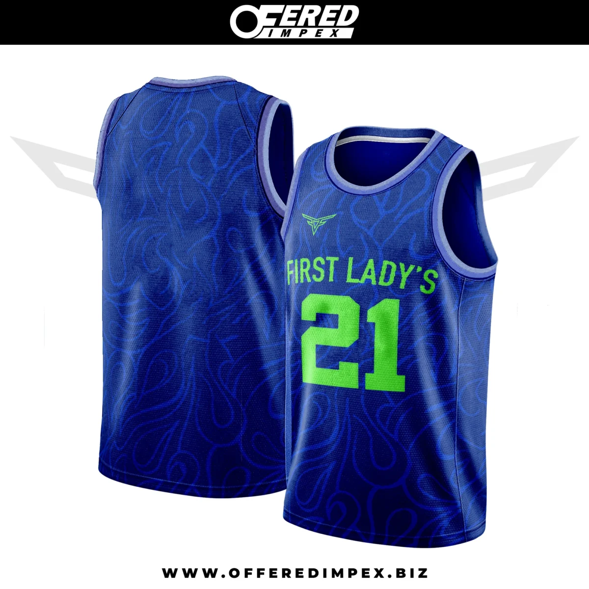 Custom Royal Blue Fire Pattern Basketball Jersey